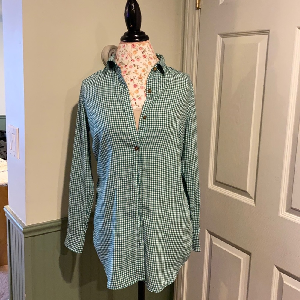 The Limited Green gingham button down shirt